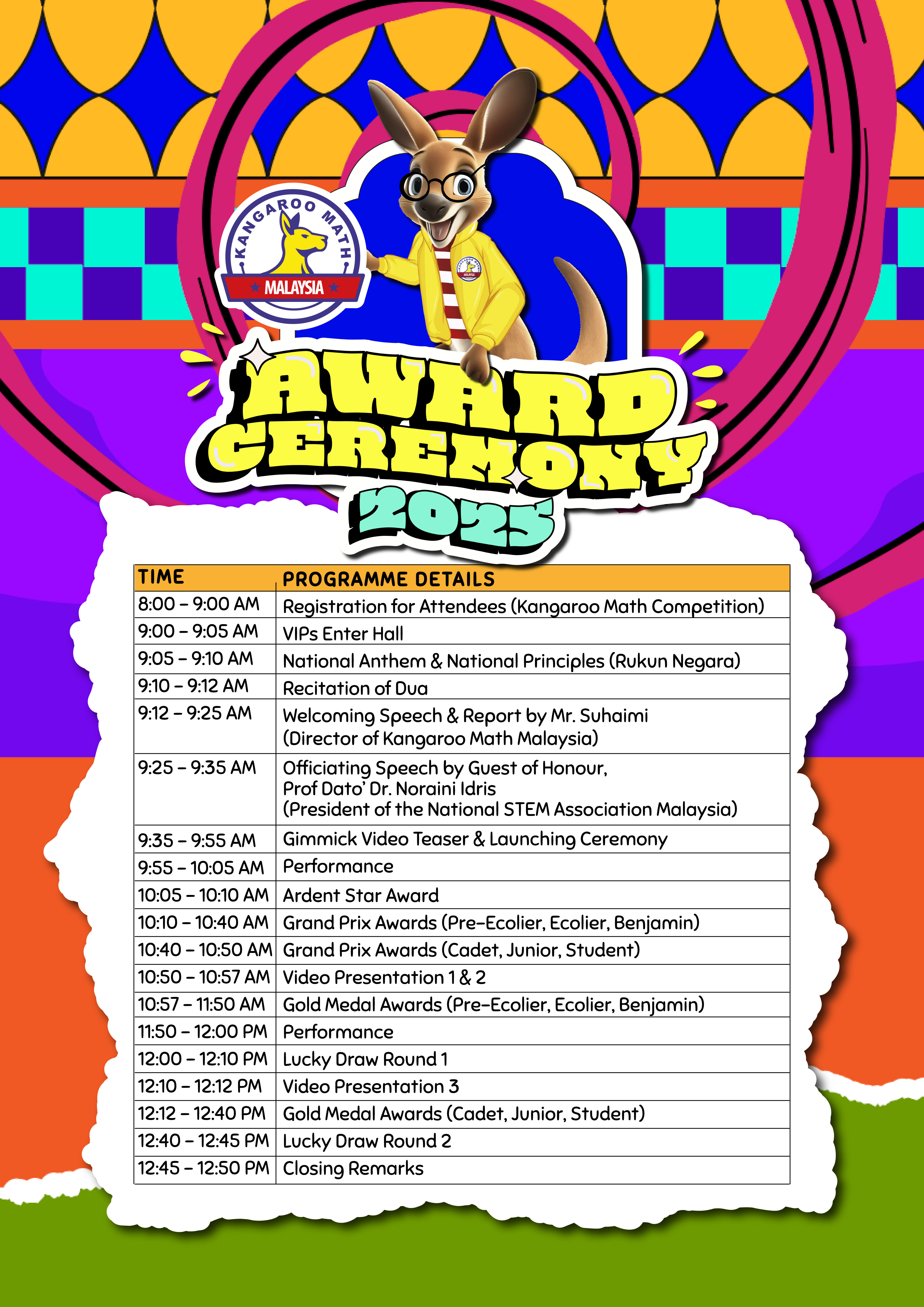 Program Tentative - Kangaroo Math Award Ceremony 2025 - Awards